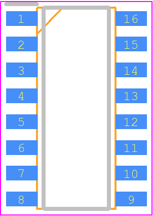 AK7451 - Asahi Kasei Microdevices PCB footprint - Small Outline Packages - Small Outline Packages - 16sop