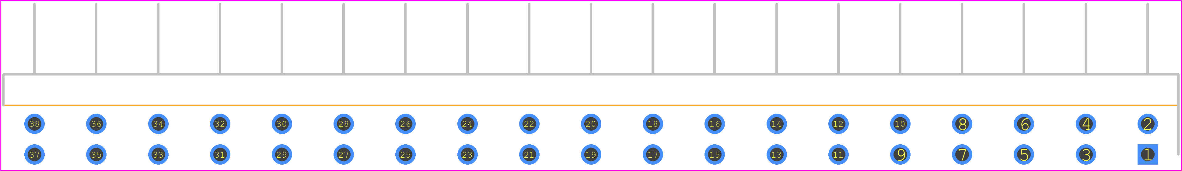 TSW-219-08-G-D-RA - SAMTEC PCB footprint - Header, Unshrouded - Right Angle PTH Pin - Header, Unshrouded - Right Angle PTH Pin - TSW-219-08-G-D-RA(5.56)