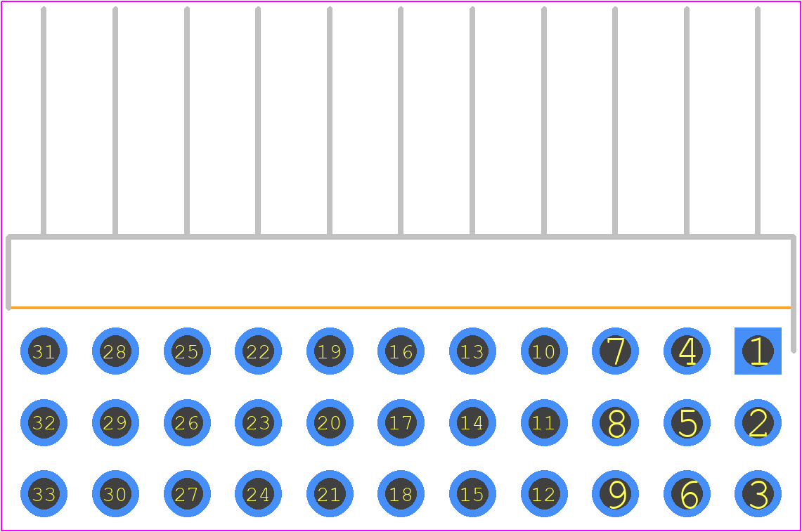 TSW-111-16-G-T-RA - SAMTEC PCB footprint - Header, Unshrouded - Right Angle PTH Pin - Header, Unshrouded - Right Angle PTH Pin - TSW-111-16-G-T-RA