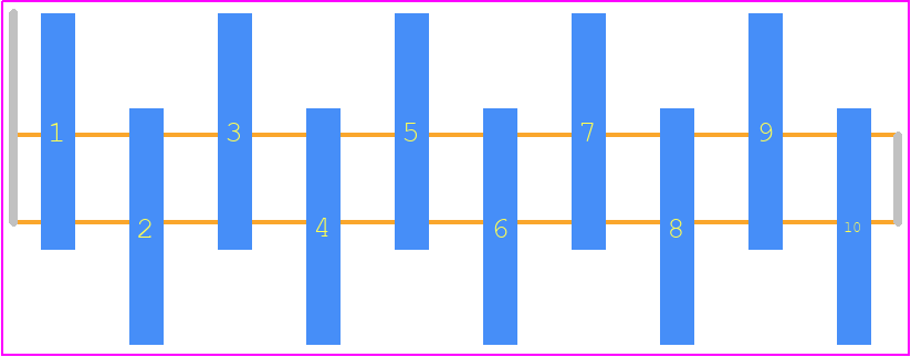 TMM-110-01-T-S-SM - SAMTEC PCB footprint - Header, Unshrouded - Single Row Staggered SMD Pin - Header, Unshrouded - Single Row Staggered SMD Pin - TMM-110-01-T-S-SM