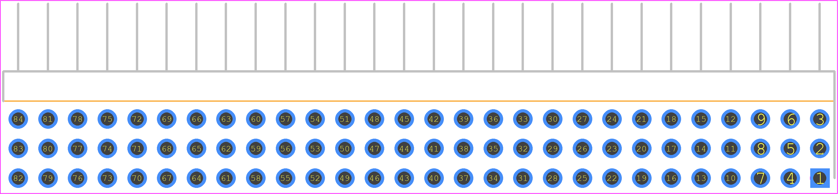 TSW-128-22-L-T-RA - SAMTEC PCB footprint - Header, Unshrouded - Right Angle PTH Pin - Header, Unshrouded - Right Angle PTH Pin - TSW-128-22-L-T-RA(
