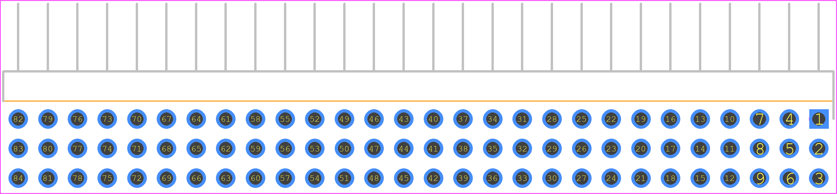 HTSW-128-22-L-T-RA - SAMTEC PCB footprint - Header, Unshrouded - Right Angle PTH Pin - Header, Unshrouded - Right Angle PTH Pin - HTSW-128-22-L-T-RA