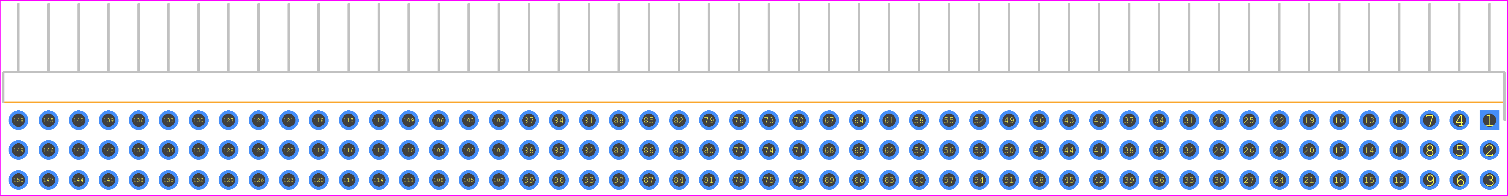 TSW-150-09-L-T-RA - SAMTEC PCB footprint - Header, Unshrouded - Right Angle PTH Pin - Header, Unshrouded - Right Angle PTH Pin - TSW-150-09-L-T-RA