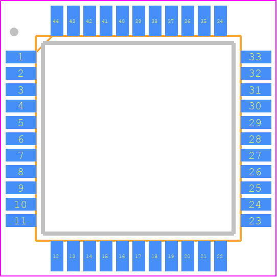PIC24EP128MC204-I/PT - Microchip PCB footprint - Quad Flat Packages - Quad Flat Packages - 44-Lead Plastic Thin Quad Flatpack (PT) height 1.2