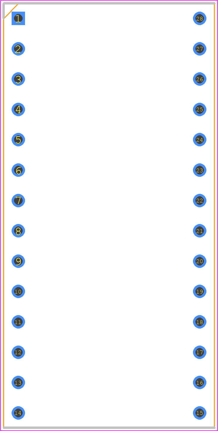 110-83-628-41-001101 - Preci-Dip PCB footprint - Dual-In-Line Sockets - Dual-In-Line Sockets - 28-DIP