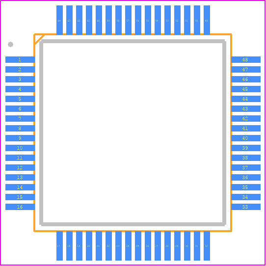 ATSAME53J20A-AUT - Microchip PCB footprint - Quad Flat Packages - Quad Flat Packages - 64-Lead Plastic Thin Quad Flatpack (PT) - 10x10x1 mm Body, 2.00 mm [TQFP]