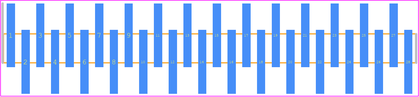 FTR-128-03-S-S - SAMTEC PCB footprint - Header, Unshrouded - Single Row Staggered SMD Pin - Header, Unshrouded - Single Row Staggered SMD Pin - FTR-128-03-S-S