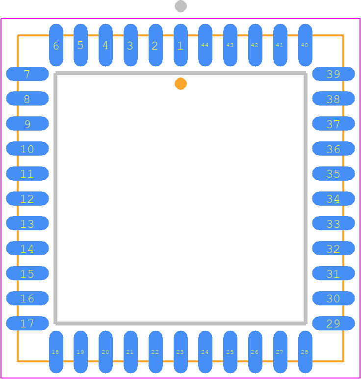 AT89C52-12JC - Microchip PCB footprint - Plastic Leaded Chip Carrier - Plastic Leaded Chip Carrier - 44J