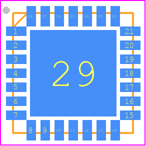 F1455NKGK8 - Renesas Electronics PCB footprint - Quad Flat No-Lead - Quad Flat No-Lead - 6 mm x 6 mm x 0.9 mm QFN