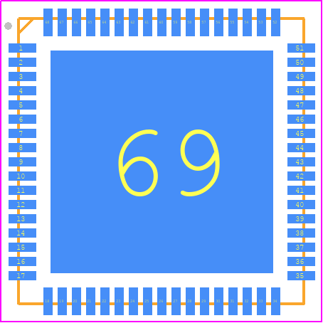 82V32021NLG - Renesas Electronics PCB footprint - Quad Flat No-Lead - Quad Flat No-Lead - NLG68P1