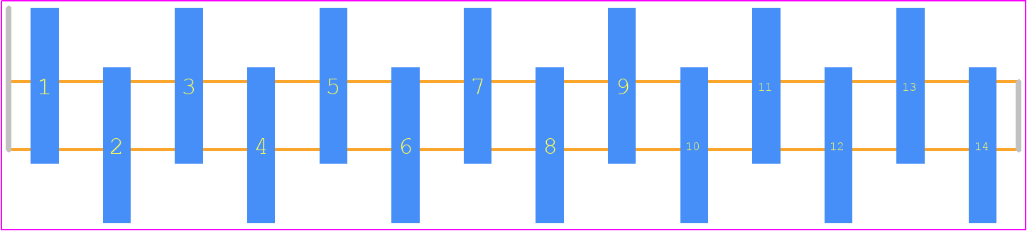 10129380-914002ALF - Amphenol Communications Solutions PCB footprint - Header, Unshrouded - Single Row Staggered SMD Pin - Header, Unshrouded - Single Row Staggered SMD Pin - 10129380-914002ALF