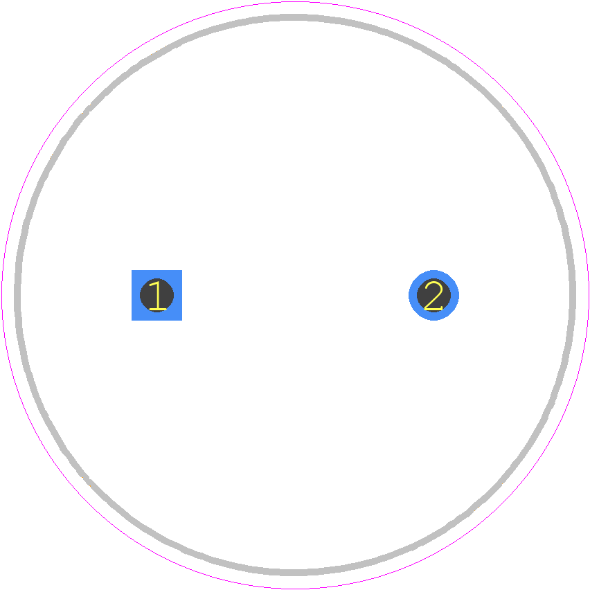 URS1H222MRD - Nichicon PCB footprint - Capacitor, Polarized Radial Diameter - Capacitor, Polarized Radial Diameter - 20mmX25mm