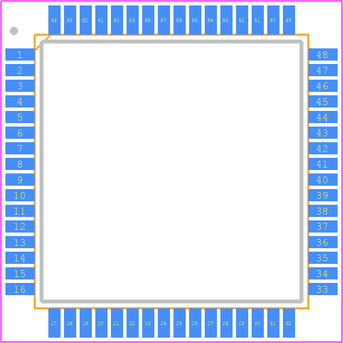 7006L25PFG - Renesas Electronics PCB footprint - Quad Flat Packages - Quad Flat Packages - PNG64