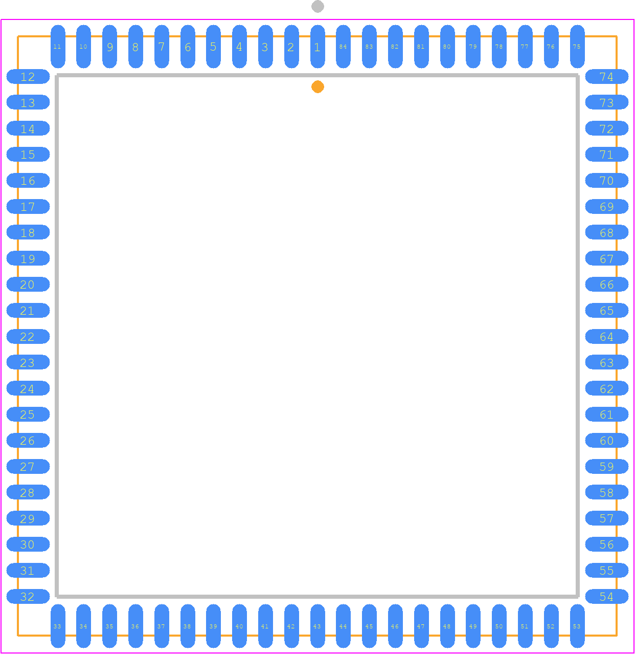 7025L15JG8 - Renesas Electronics PCB footprint - Plastic Leaded Chip Carrier - Plastic Leaded Chip Carrier - PLG84