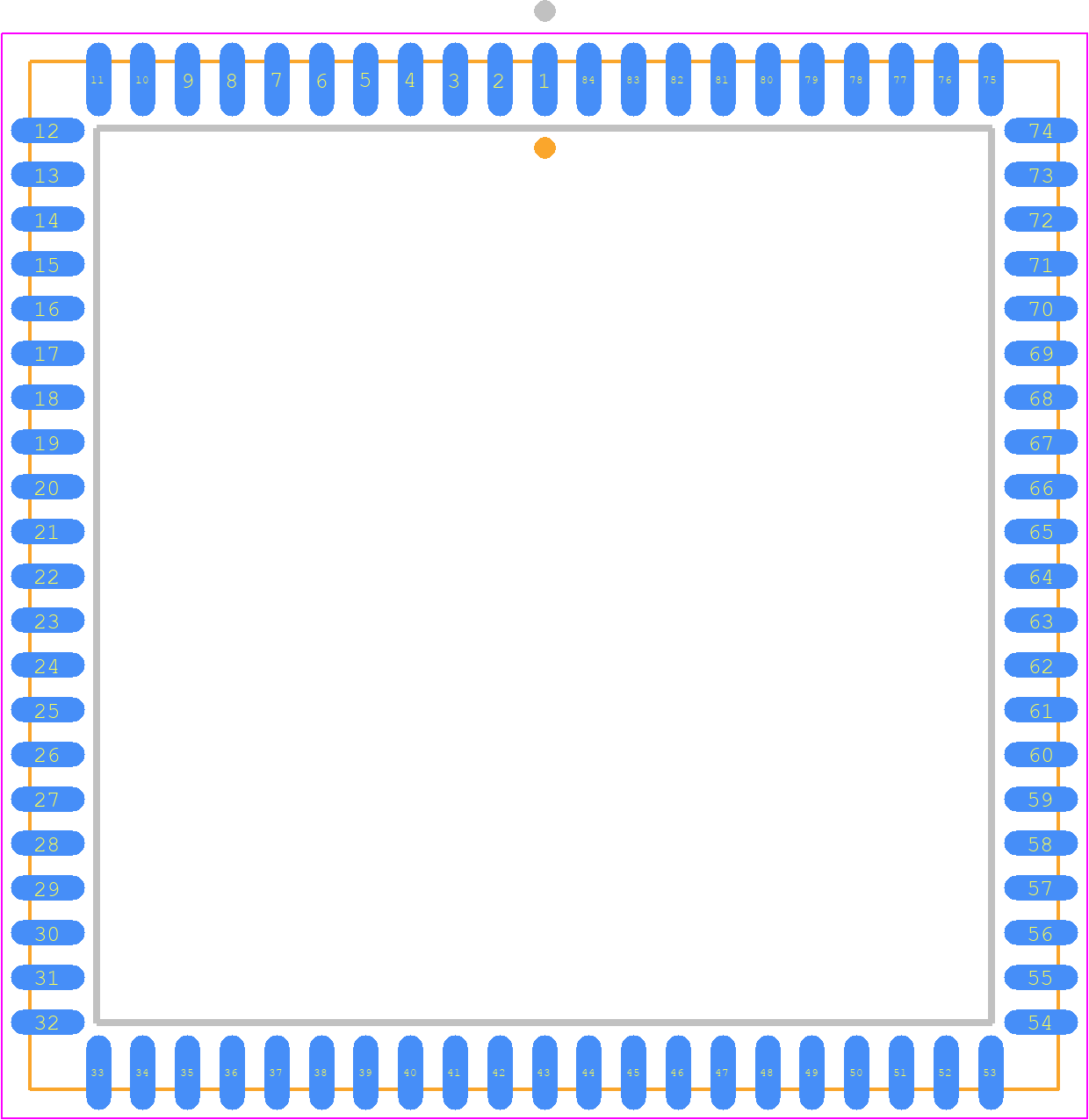 7008L15JG - Renesas Electronics PCB footprint - Plastic Leaded Chip Carrier - Plastic Leaded Chip Carrier - PLCC84-+-+