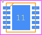 NIS5020MT1TXG - onsemi PCB footprint - Small Outline No-lead - Small Outline No-lead - WDFN10, 3x3, 0.5P CASE 522AA−01 ISSUE A