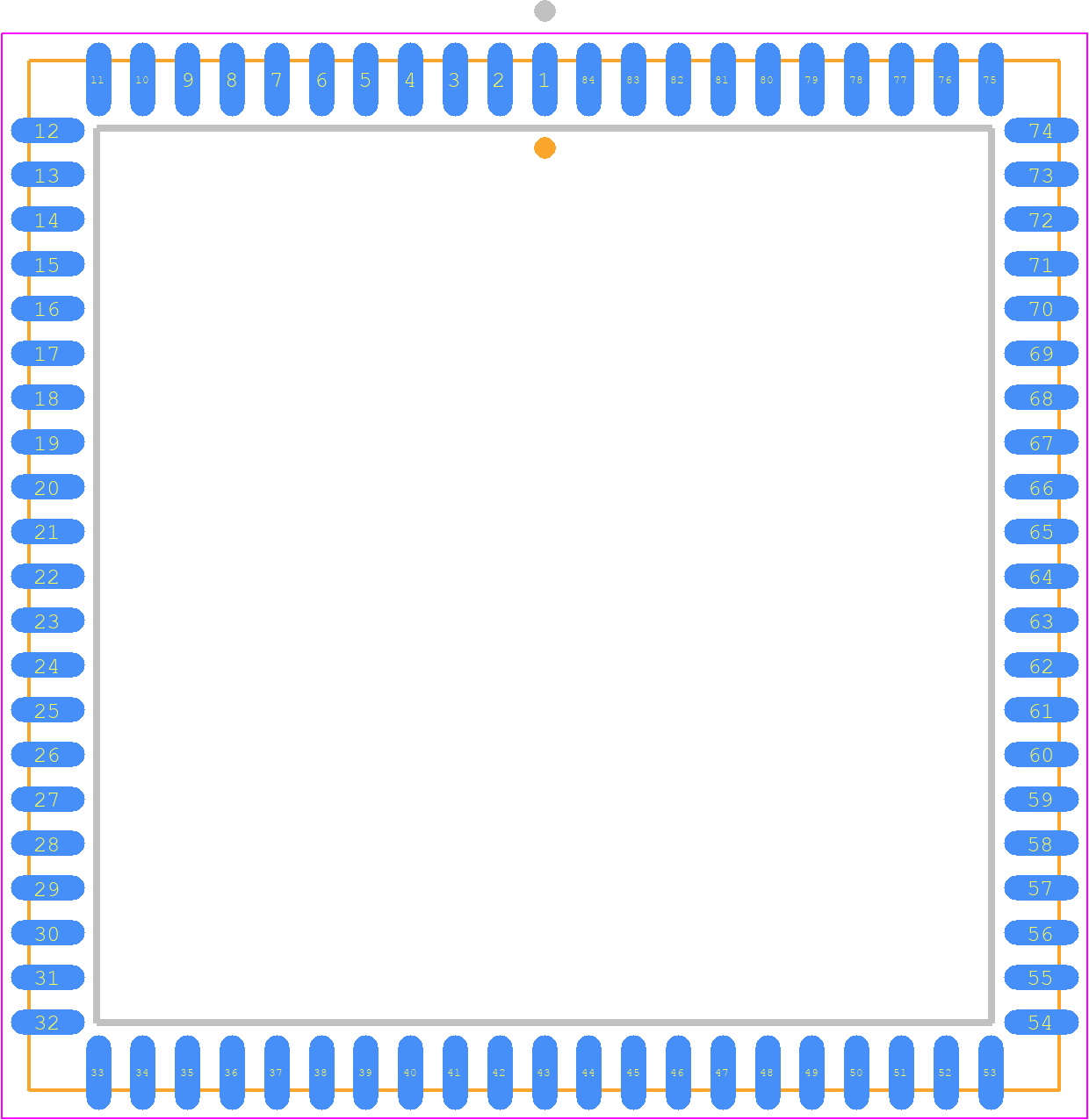 HSP43216JC-52 - Renesas Electronics PCB footprint - Plastic Leaded Chip Carrier - Plastic Leaded Chip Carrier - N84.1.15 (JEDEC MS-018AF ISSUE A)