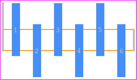 2842102-6 - TE Connectivity PCB footprint - Header, Unshrouded - Single Row Staggered SMD Pin - Header, Unshrouded - Single Row Staggered SMD Pin - 2842102-6---