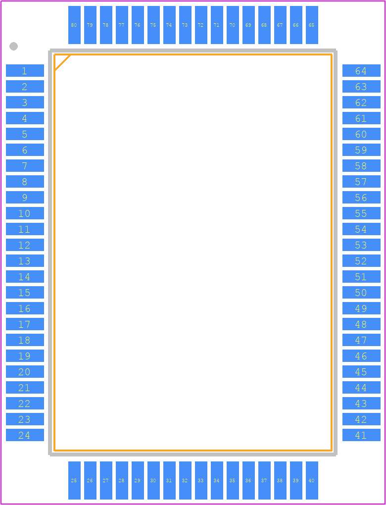 HV507PG - Microchip PCB footprint - Quad Flat Packages - Quad Flat Packages - 80-Lead PQFP