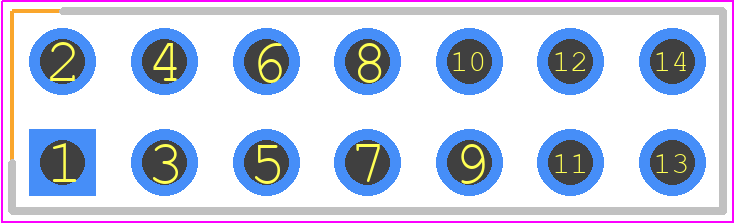 PH2-14-UA - Adam Tech PCB footprint - Header, Vertical - Header, Vertical - HEADER 2X7