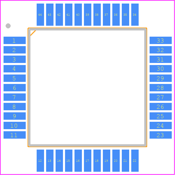 MC68HC908GP32CFB - NXP PCB footprint - Quad Flat Packages - Quad Flat Packages - 44LD QFP, 10X10X2.0 PKG, 0.8 PITCH
