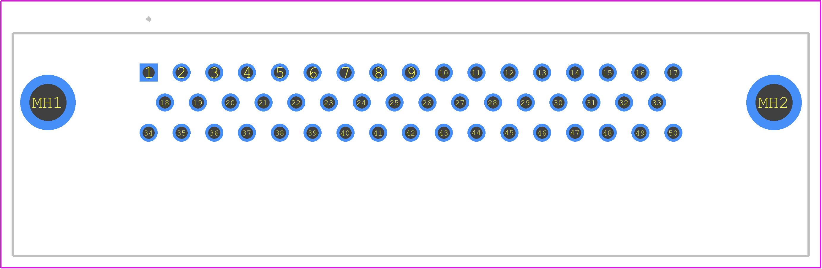 09665626813 - HARTING PCB footprint - Other - Other - D-Sub Male R/A 2.76 x 2.54mm_MALE