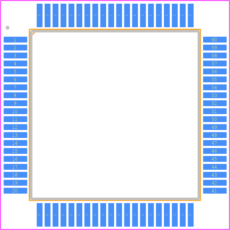 R5F101MGAFA#30 - Renesas Electronics PCB footprint - Quad Flat Packages - Quad Flat Packages - PLQP0080JB-E
