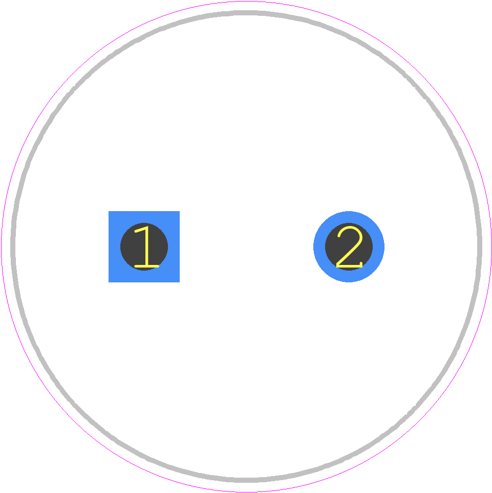 MAL225757151E3 - Vishay PCB footprint - Capacitor, Polarized Radial Diameter - Capacitor, Polarized Radial Diameter - 22x40