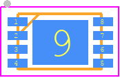 LE25U20AQGTXG - onsemi PCB footprint - Small Outline No-lead - Small Outline No-lead - WDFN8 2x3, 0.5P