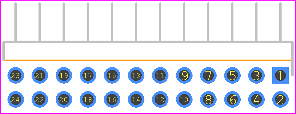 TMM-112-01-L-D-RA - SAMTEC PCB footprint - Header, Unshrouded - Right Angle PTH Pin - Header, Unshrouded - Right Angle PTH Pin - TMM-112-01-L-D-RA