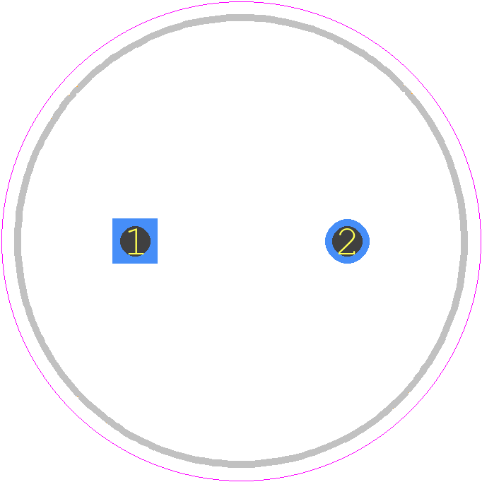 EEUFS1H122B - Panasonic PCB footprint - Capacitor, Polarized Radial Diameter - Capacitor, Polarized Radial Diameter - 16*25