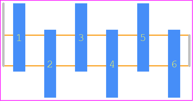 HW-06-09-G-S-410-SM - SAMTEC PCB footprint - Header, Unshrouded - Single Row Staggered SMD Pin - Header, Unshrouded - Single Row Staggered SMD Pin - HW-06-09-G-S-410-SM