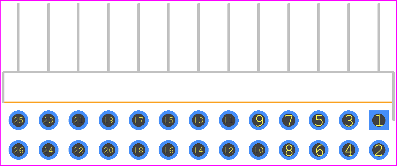 HTSW-113-08-LM-D-RA - SAMTEC PCB footprint - Header, Unshrouded - Right Angle PTH Pin - Header, Unshrouded - Right Angle PTH Pin - HTSW-113-08-LM-D-RA-
