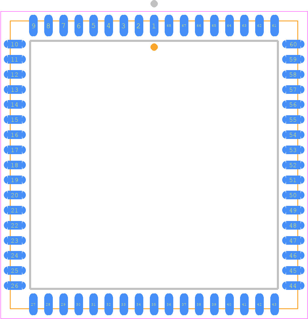TMS34010FNL-40 - Texas Instruments PCB footprint - Plastic Leaded Chip Carrier - Plastic Leaded Chip Carrier - 68 PIN PLCC