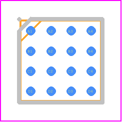DS1845B-050+ - Analog Devices PCB footprint - BGA - BGA - 16-Ball csbga