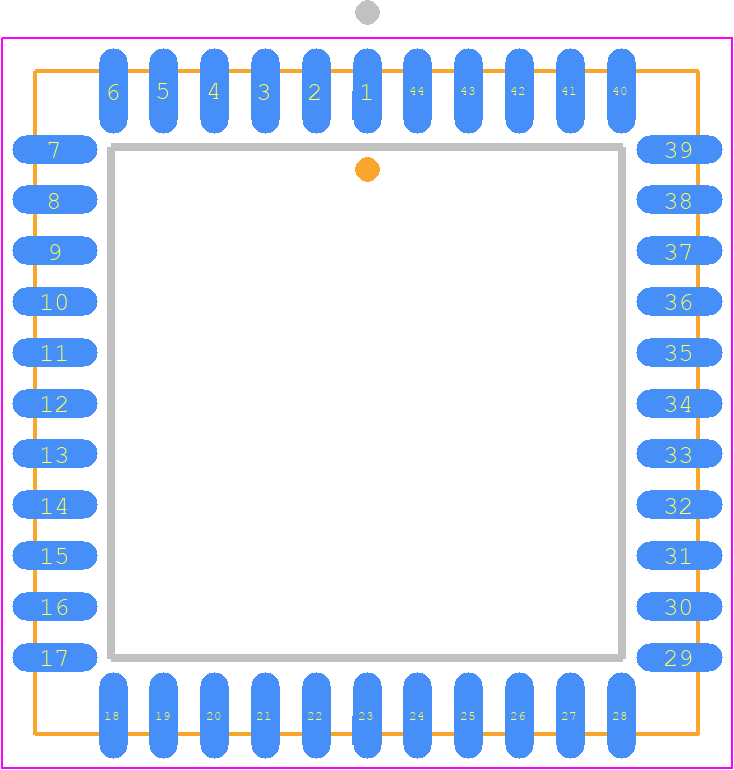 PIC16F877-04I/L - Microchip PCB footprint - Plastic Leaded Chip Carrier - Plastic Leaded Chip Carrier - (L) 44-Lead PLCC