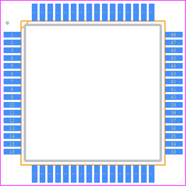 MB95F778JPMC2-G-SNE2 - Infineon PCB footprint - Quad Flat Packages - Quad Flat Packages - LQFP-64-ren4