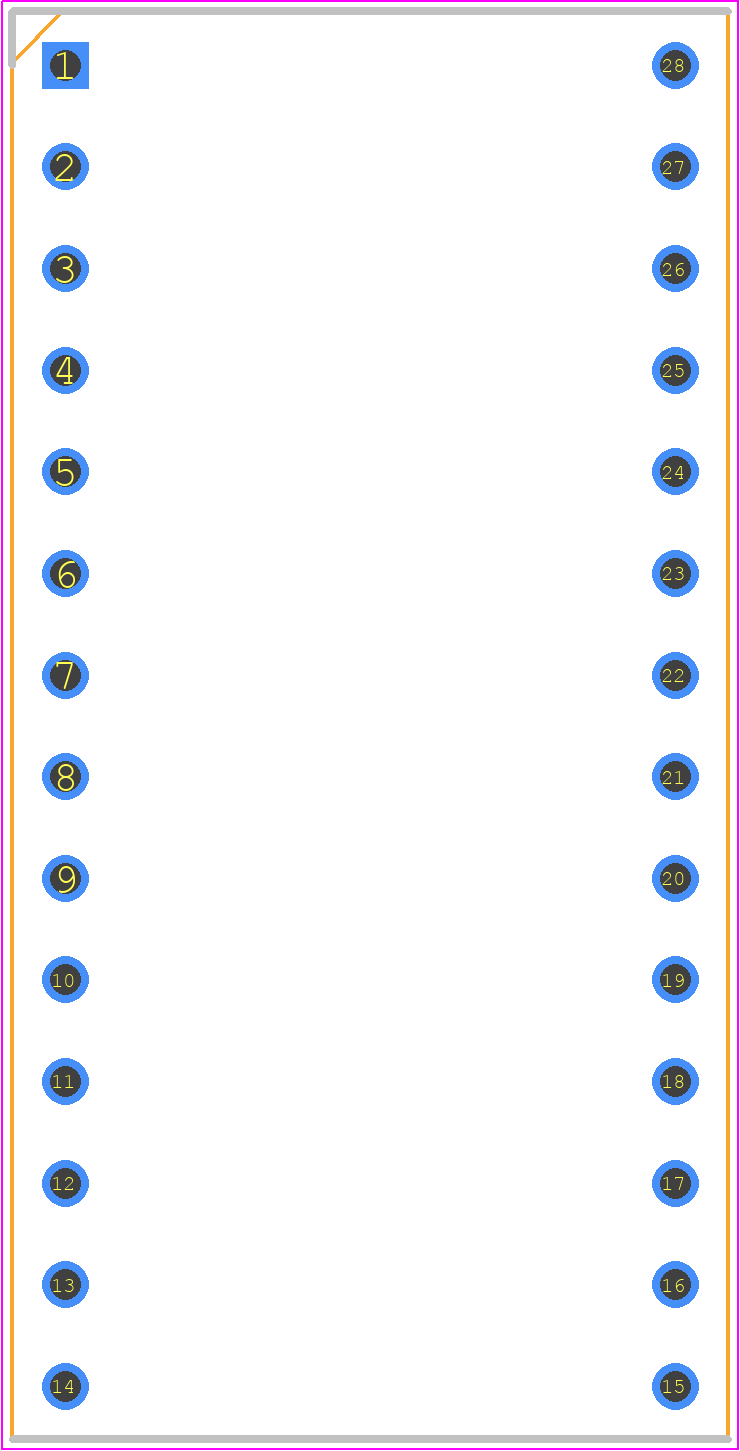 28-6518-10 - ARIES PCB footprint - Dual-In-Line Sockets - Dual-In-Line Sockets - DIP-28