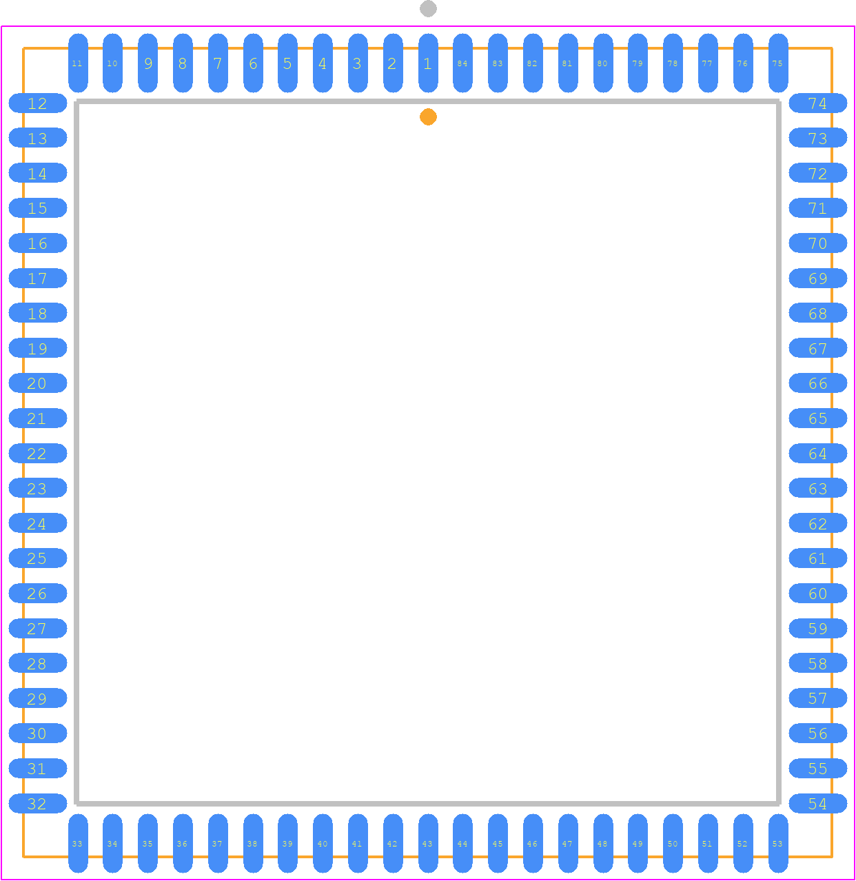 TLC34058-110FN - Texas Instruments PCB footprint - Plastic Leaded Chip Carrier - Plastic Leaded Chip Carrier - FN(S-PQCC-J84)