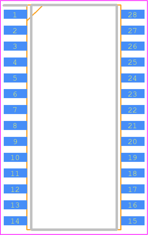 DGD2136S28-13 - Diodes Incorporated PCB footprint - Small Outline Packages - Small Outline Packages - SO-28 (Type TH)