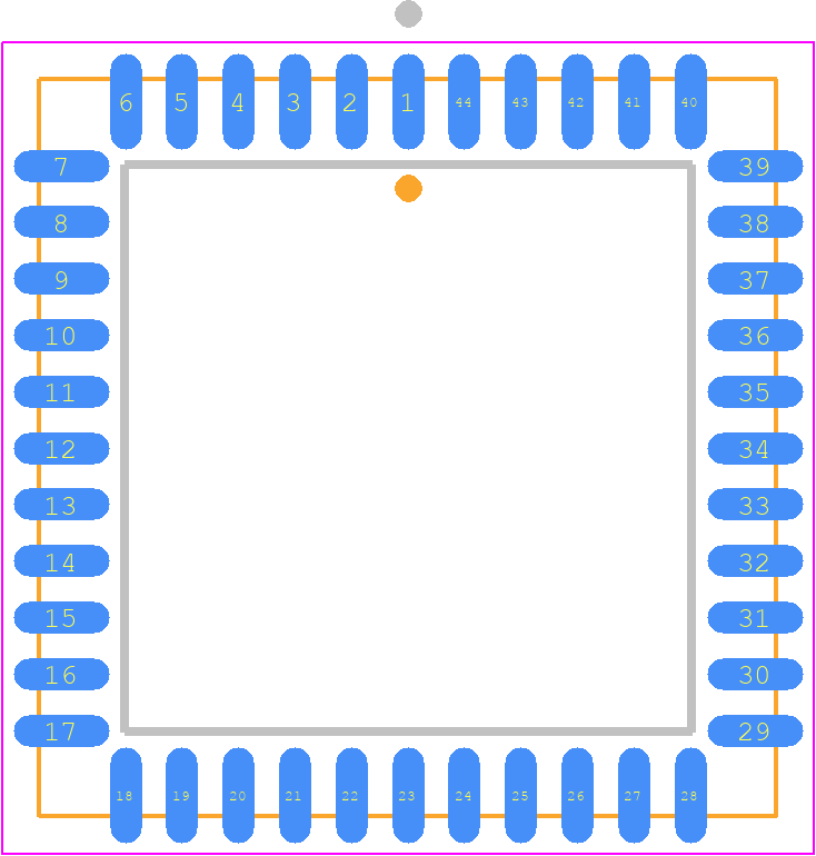 PC16552DVX - Texas Instruments PCB footprint - Plastic Leaded Chip Carrier - Plastic Leaded Chip Carrier - V44A (PLCC)