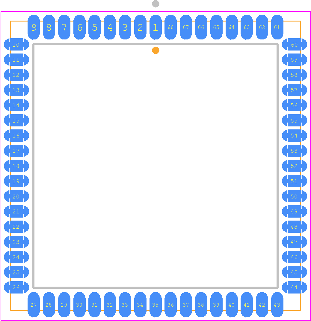 P80C552IFA/ 08/512 - NXP PCB footprint - Plastic Leaded Chip Carrier - Plastic Leaded Chip Carrier - PLCC68:SOT188-2