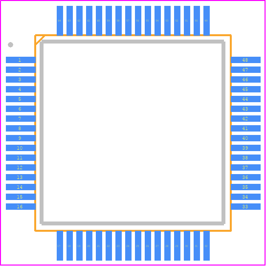 CY8C4127AZI-S455 - Infineon PCB footprint - Quad Flat Packages - Quad Flat Packages - 64-Pin TQFP 10 × 10 × 1.4 mm Package Outline