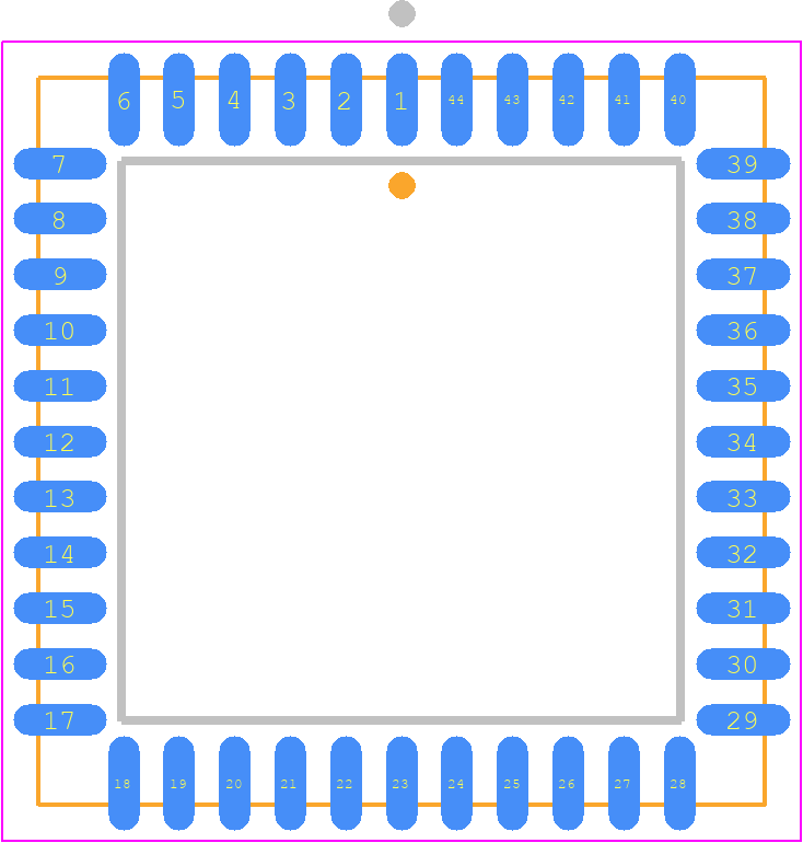 SAF82525N-V21 - Infineon PCB footprint - Plastic Leaded Chip Carrier - Plastic Leaded Chip Carrier - P-LCC-44-1 (SMD)