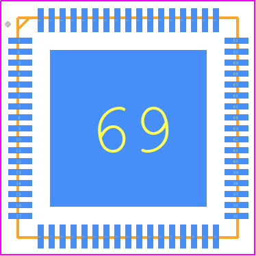 MT7697D - Mediatek PCB footprint - Quad Flat No-Lead - Quad Flat No-Lead - 8mm x 8mm x 0.8 mm QFN68