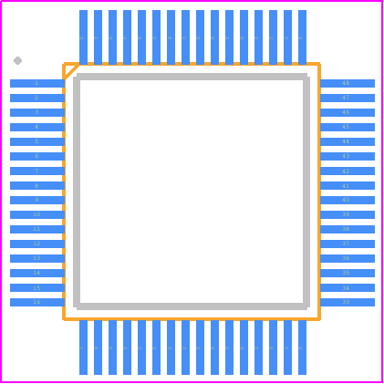 UPD78F0454GA-HAB-AX - Renesas Electronics PCB footprint - Quad Flat Packages - Quad Flat Packages - 64-PIN PLASTIC TQFP (FINE PITCH) (7x7)