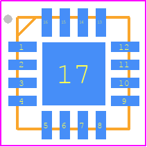 MAX34408ETE+T - Analog Devices PCB footprint - Quad Flat No-Lead - Quad Flat No-Lead - T1644+4
