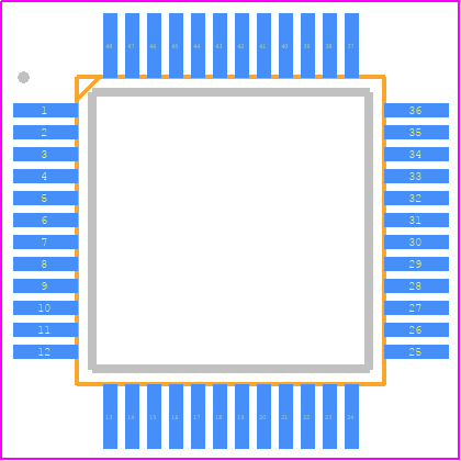KSZ8051MLL - Microchip PCB footprint - Quad Flat Packages - Quad Flat Packages - 48-Pin (7mm x 7mm) LQFP -