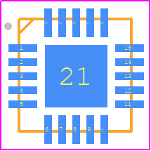 PE4314B-Z - Peregrine Semiconductor PCB footprint - Quad Flat No-Lead - Quad Flat No-Lead - 20-lead 4 × 4 mm QFN