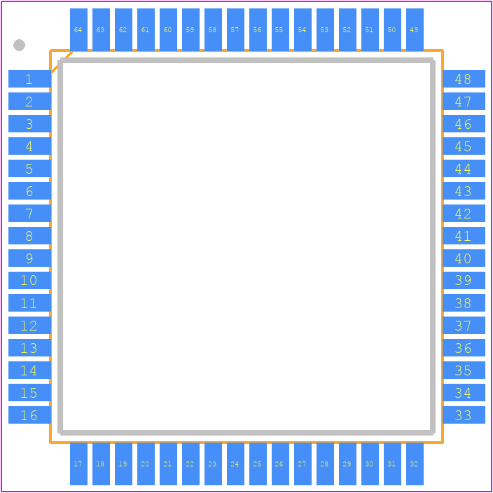 ATXMEGA64C3-ANR - Microchip PCB footprint - Quad Flat Packages - Quad Flat Packages - 64A - 64-Lead(TQFP)
